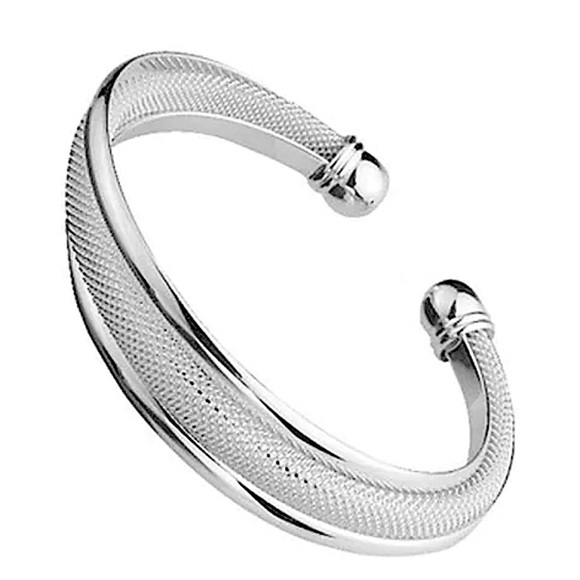 Sterling Silver Mesh Bangle Cuff Bracelet - Picture 11 of 12